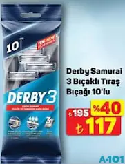 DERBY SAMURAİ 3 BIÇAKLI TIRAŞ BIÇAĞI 10'LU fiyat ve kampanya bilgisi